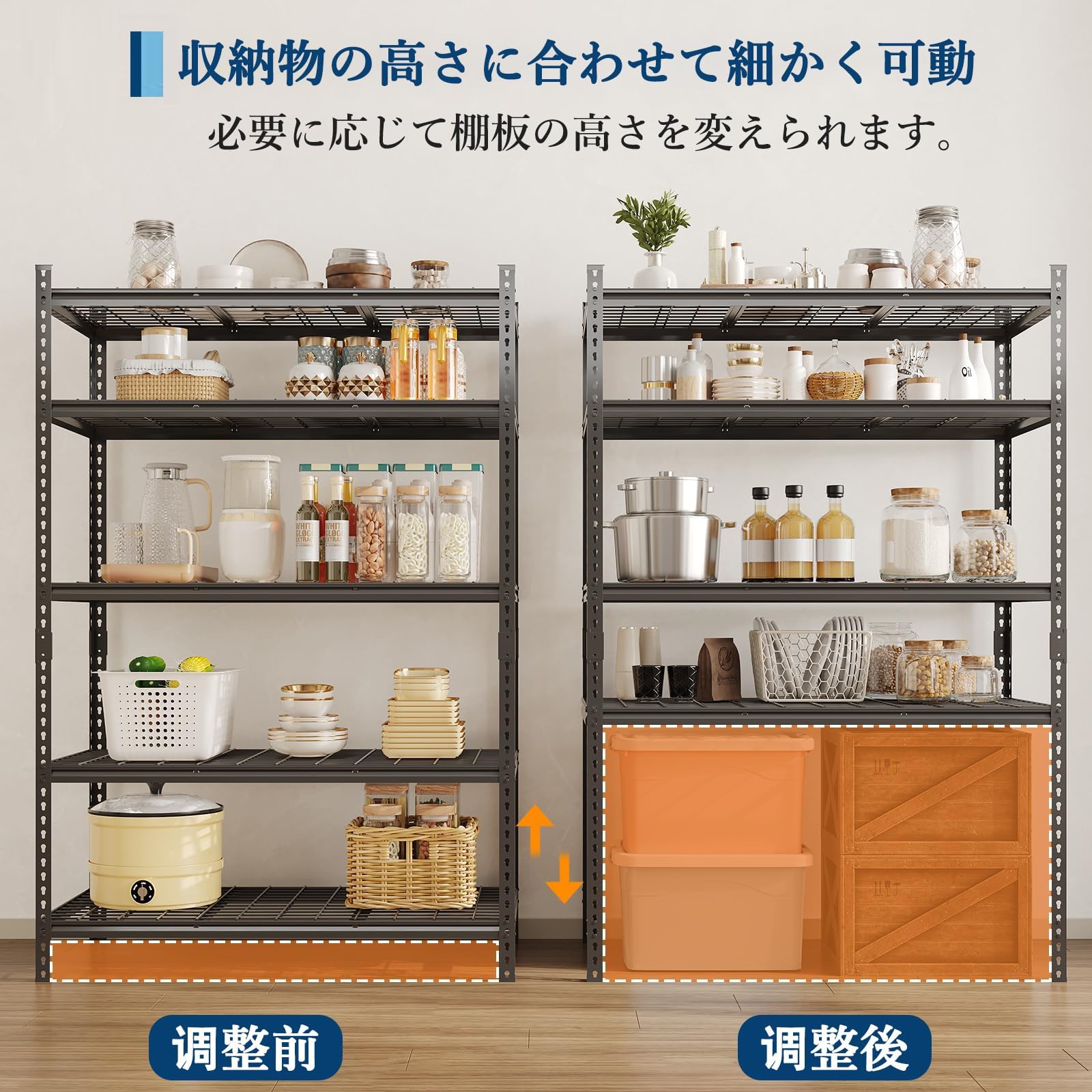 Amazon｜ガービー(Garvee) スチールラック メッシュラック 5段 総耐